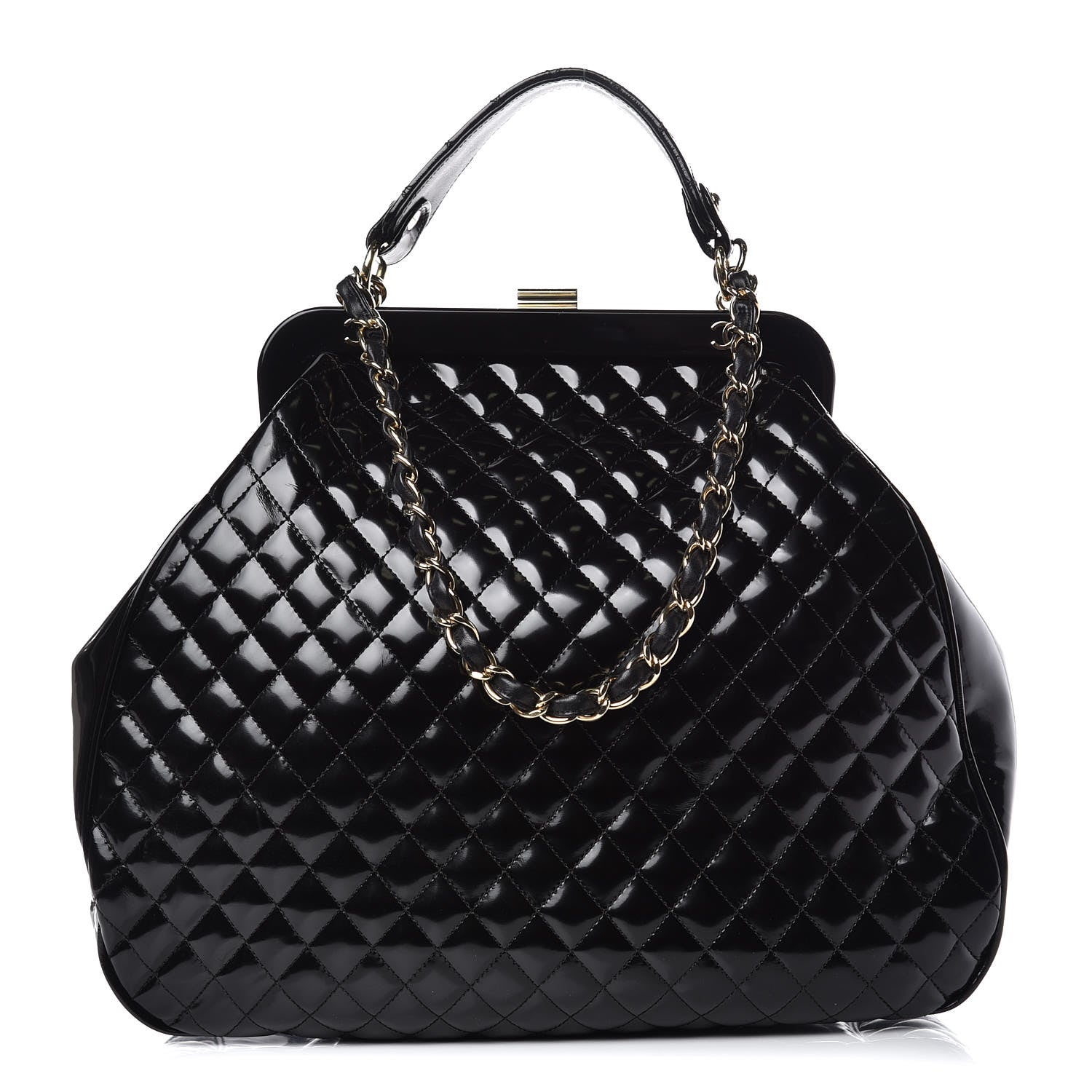 Chanel Glazed Calfskin Quilted Mademoiselle Large Frame Bag Black 1 of 10