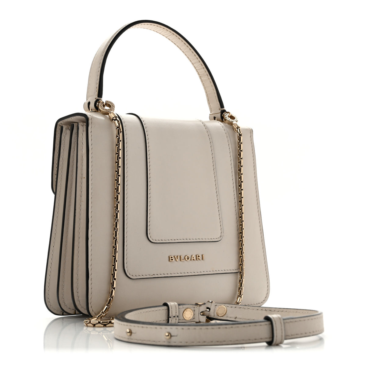 Bulgari Calfskin Serpenti Forever Top Handle White 4 of 14