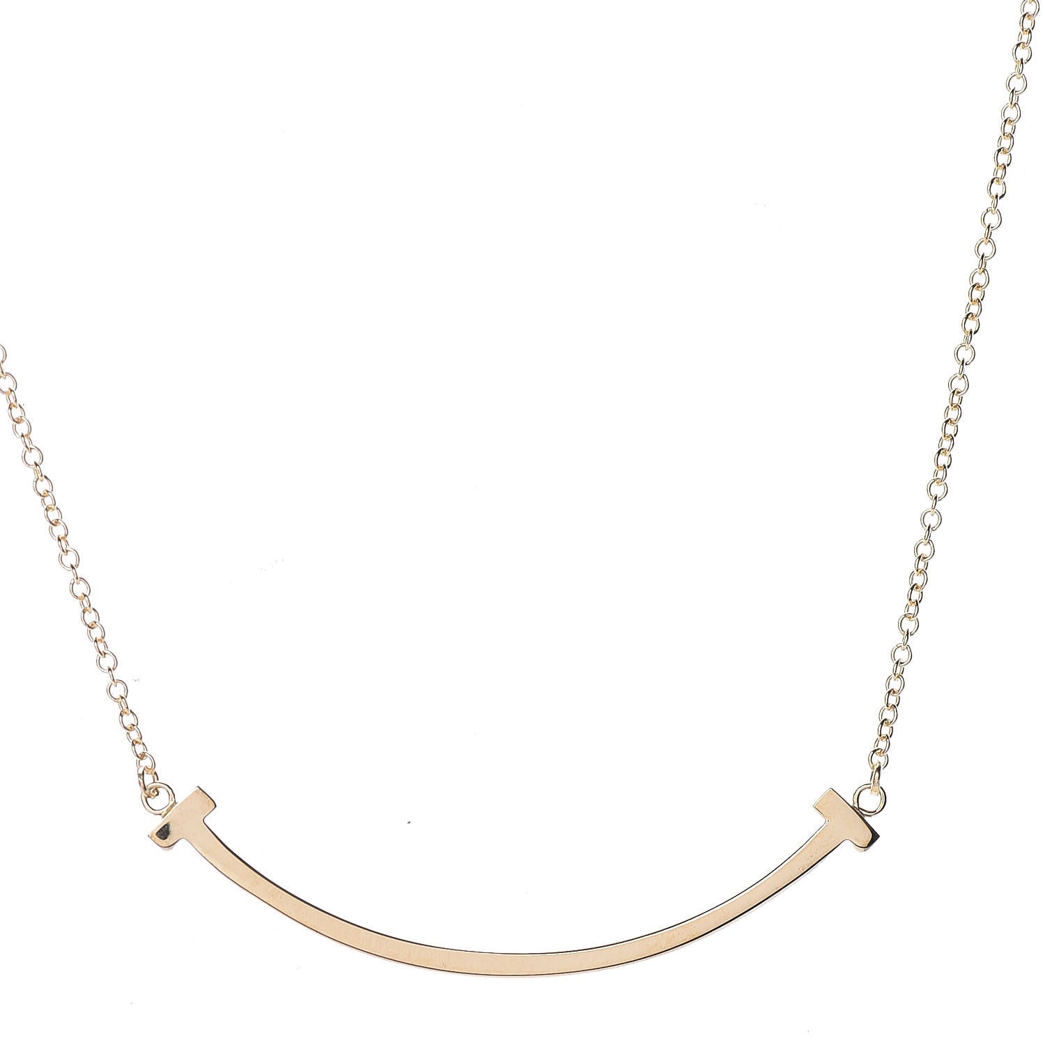Tiffany 18K Yellow Gold Small T Smile Pendant Necklace 4 of 7