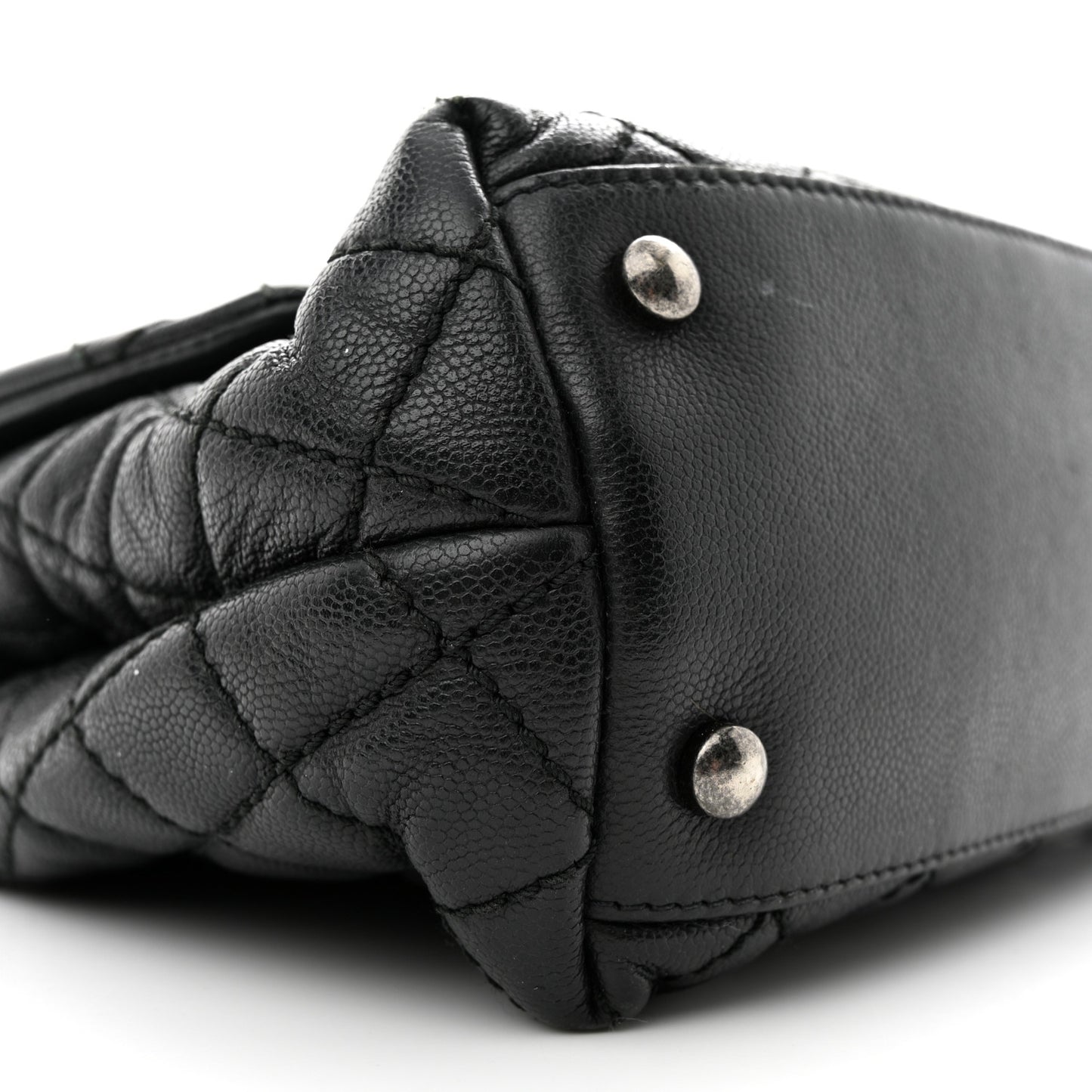 Caviar Quilted Small Coco Handle Flap Black