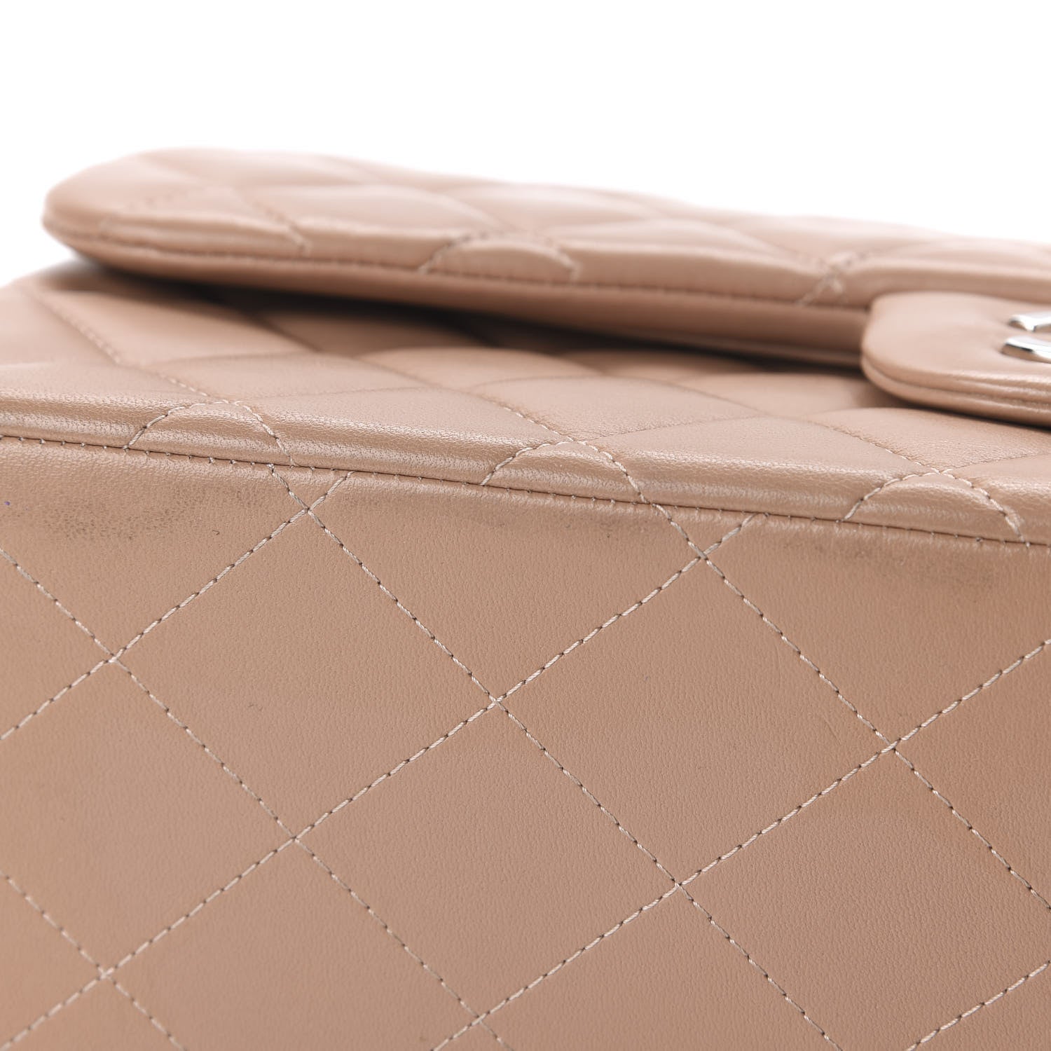 Chanel Lambskin Quilted Jumbo Double Flap Dark Beige 13 of 14
