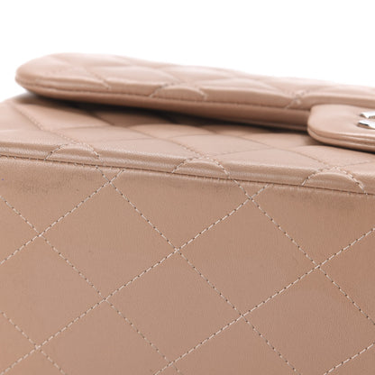 Chanel Lambskin Quilted Jumbo Double Flap Dark Beige 13 of 14