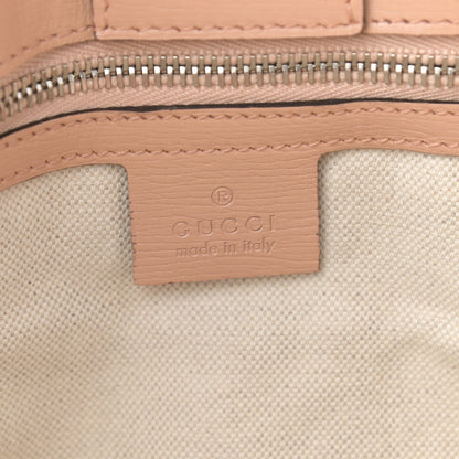 Gucci Shangai Calfskin Blooms Print Medium Bamboo Shopper Tote Pink Apricot Multicolor 5 of 10