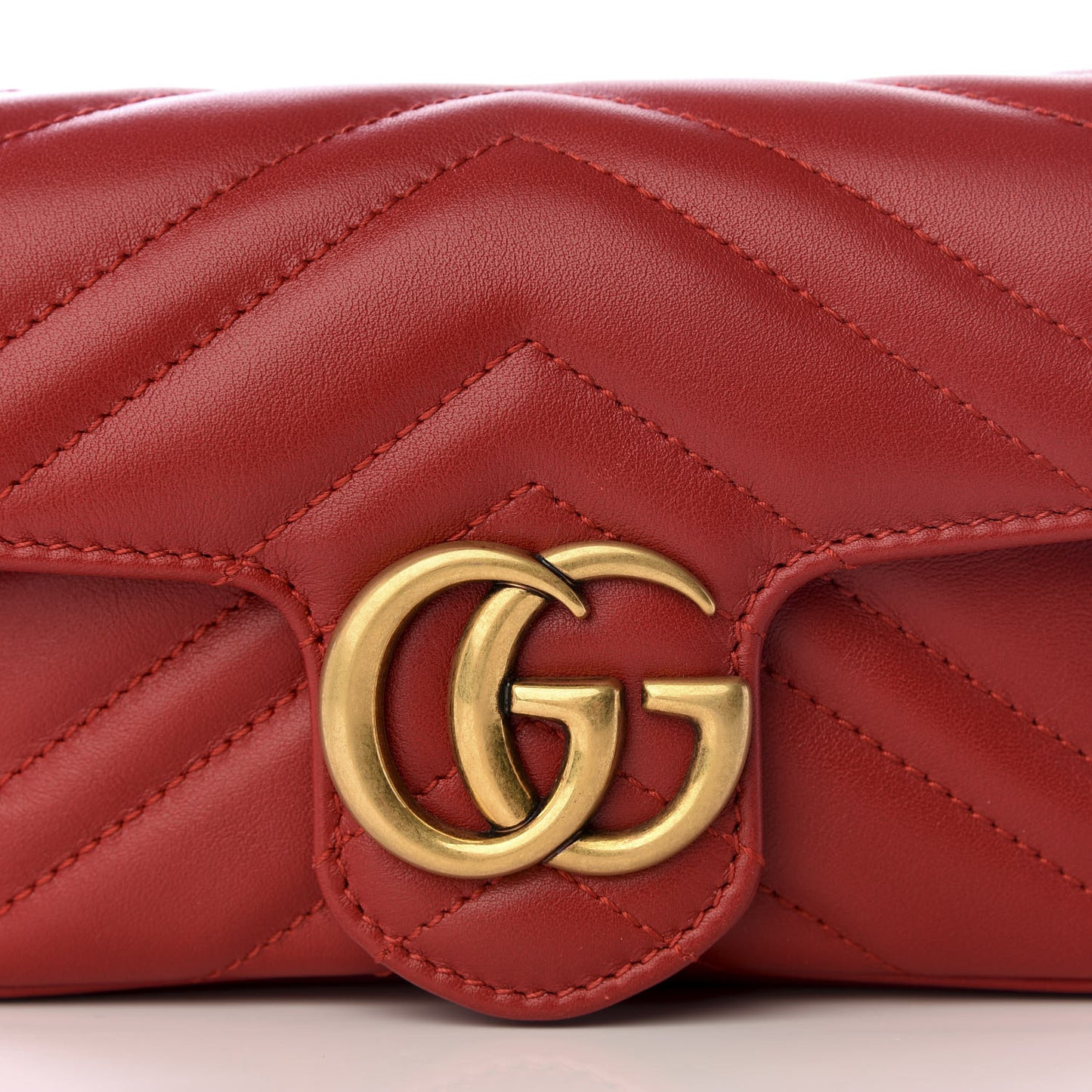Calfskin Matelasse Super Mini GG Marmont Shoulder Bag Hibiscus Red