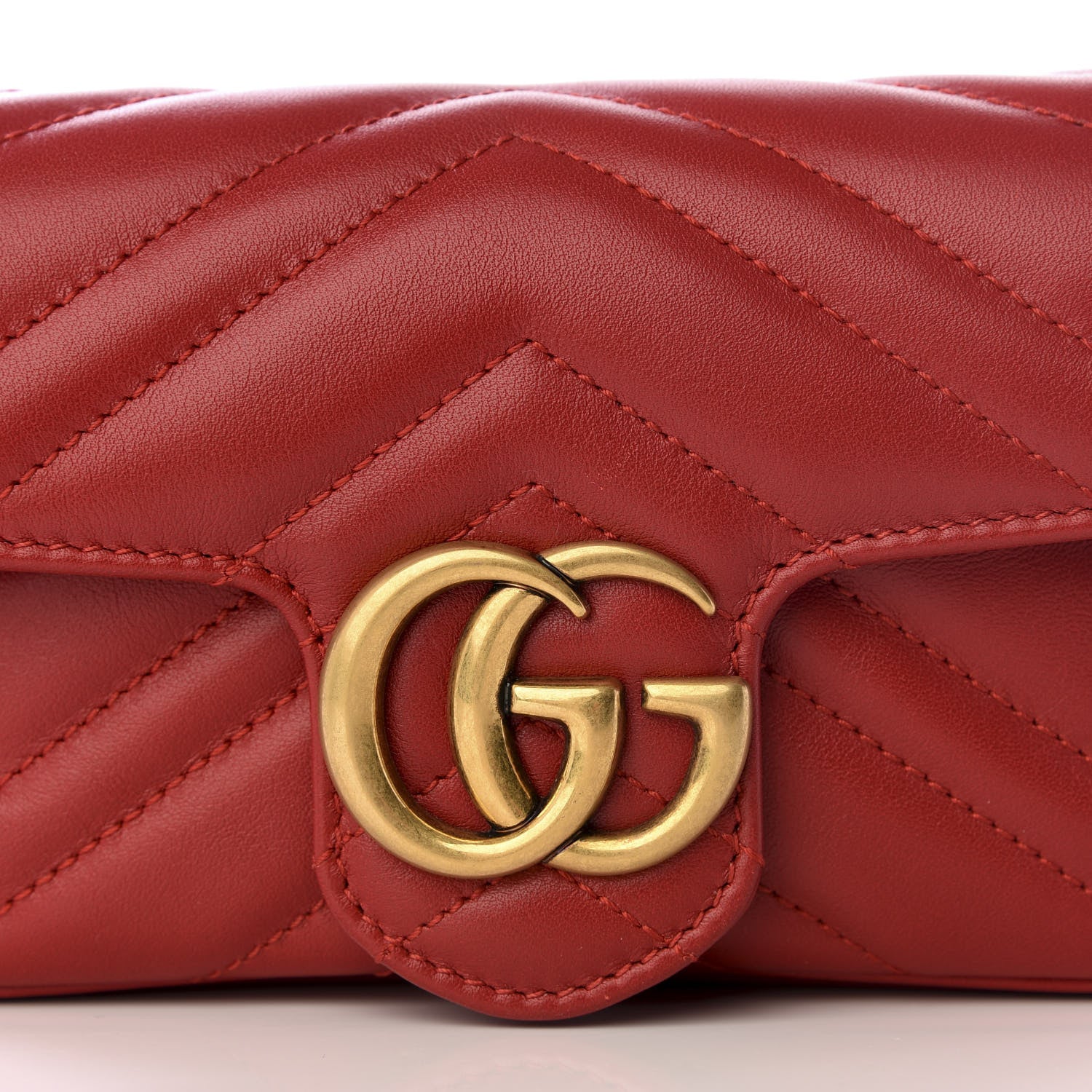 Gucci Calfskin Matelasse Super Mini GG Marmont Shoulder Bag Hibiscus Red 8 of 8