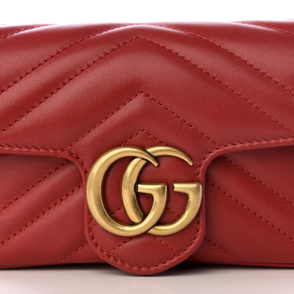 Gucci Calfskin Matelasse Super Mini GG Marmont Shoulder Bag Hibiscus Red 8 of 8