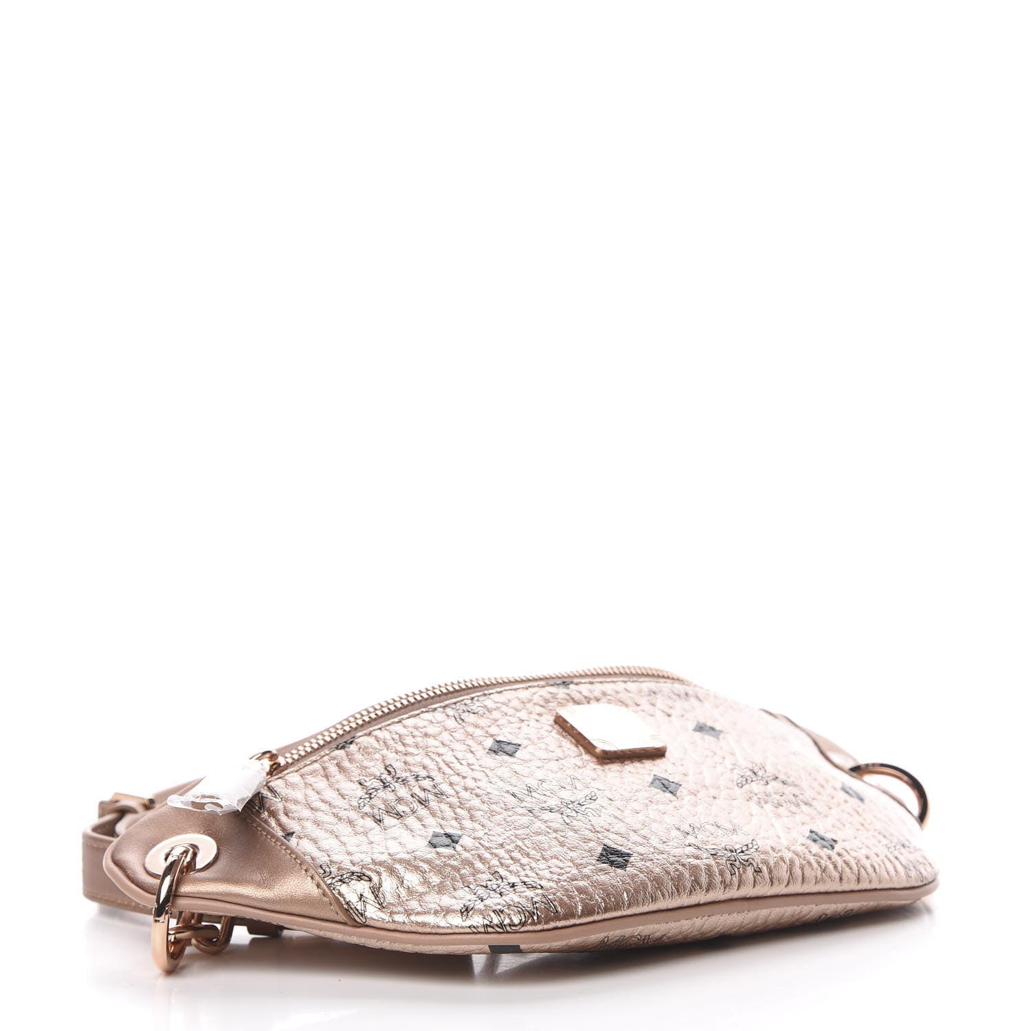 MCM Metallic Visetos Mini Stark Crossbody Chain Belt Bag Champagne Gold 3 of 9