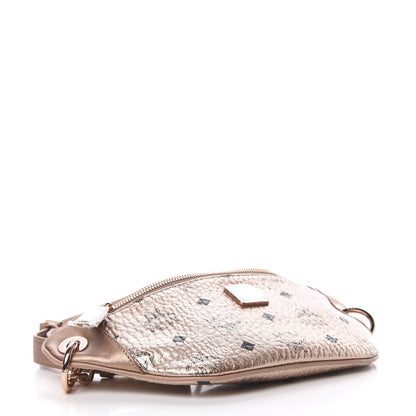 MCM Metallic Visetos Mini Stark Crossbody Chain Belt Bag Champagne Gold 3 of 9