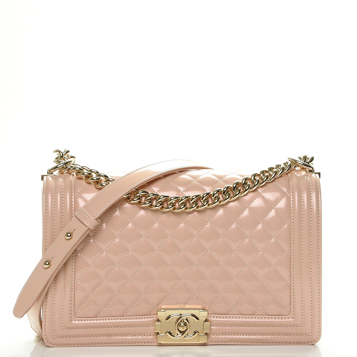 Patent Quilted New Medium Boy Flap Light Pink