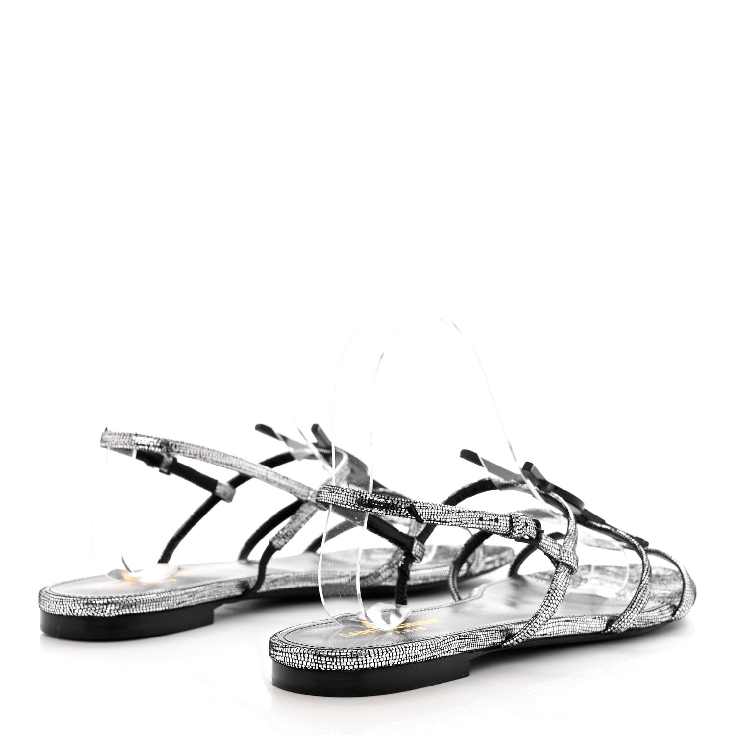 Saint Laurent Calfskin Cassandra Monogram Sandals 42 Argento 4 of 8