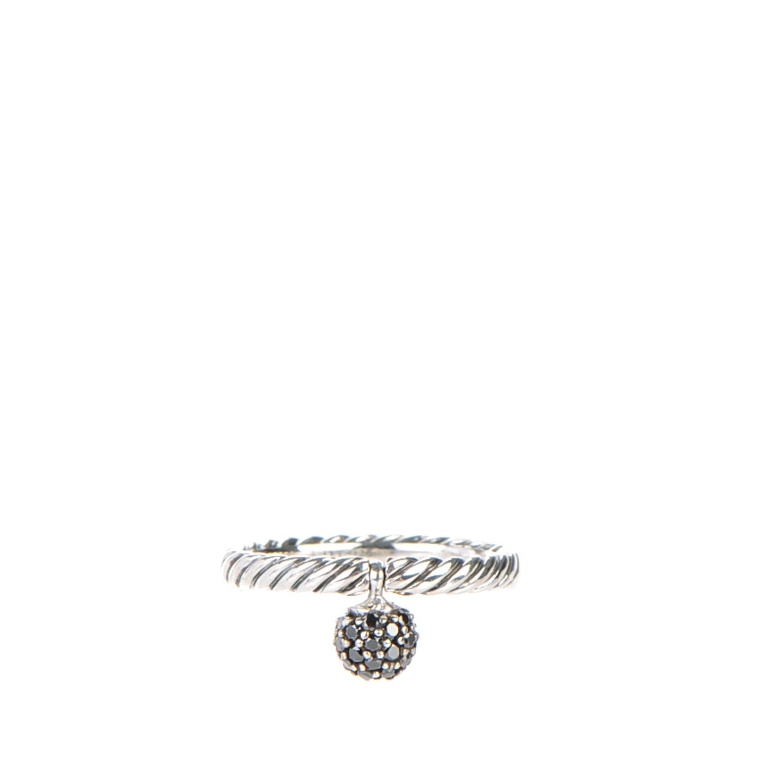 David Yurman Sterling Silver Black Diamond 6mm Element Ball Ring 53 6.5 1 of 4