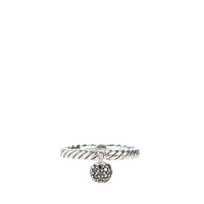David Yurman Sterling Silver Black Diamond 6mm Element Ball Ring 53 6.5 1 of 4