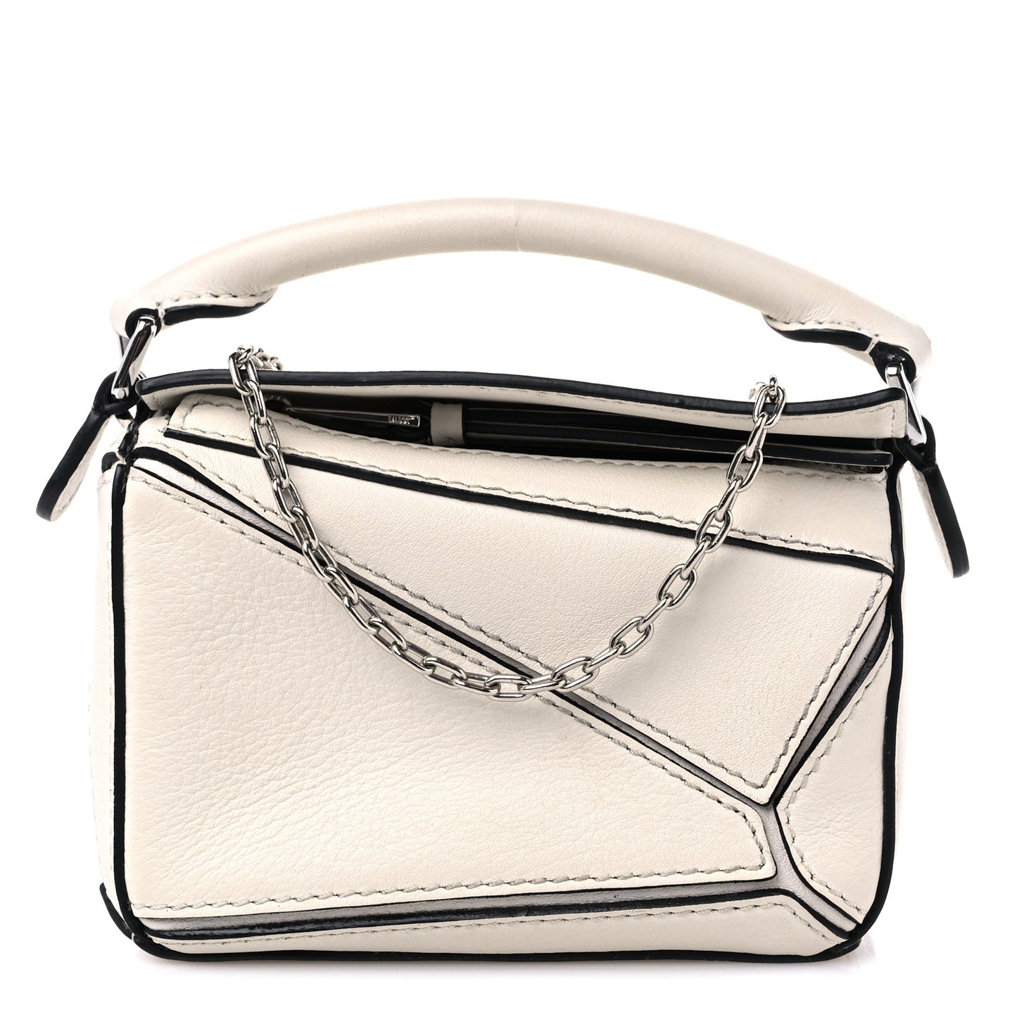 Calfskin Nano Puzzle Bag Soft White Black