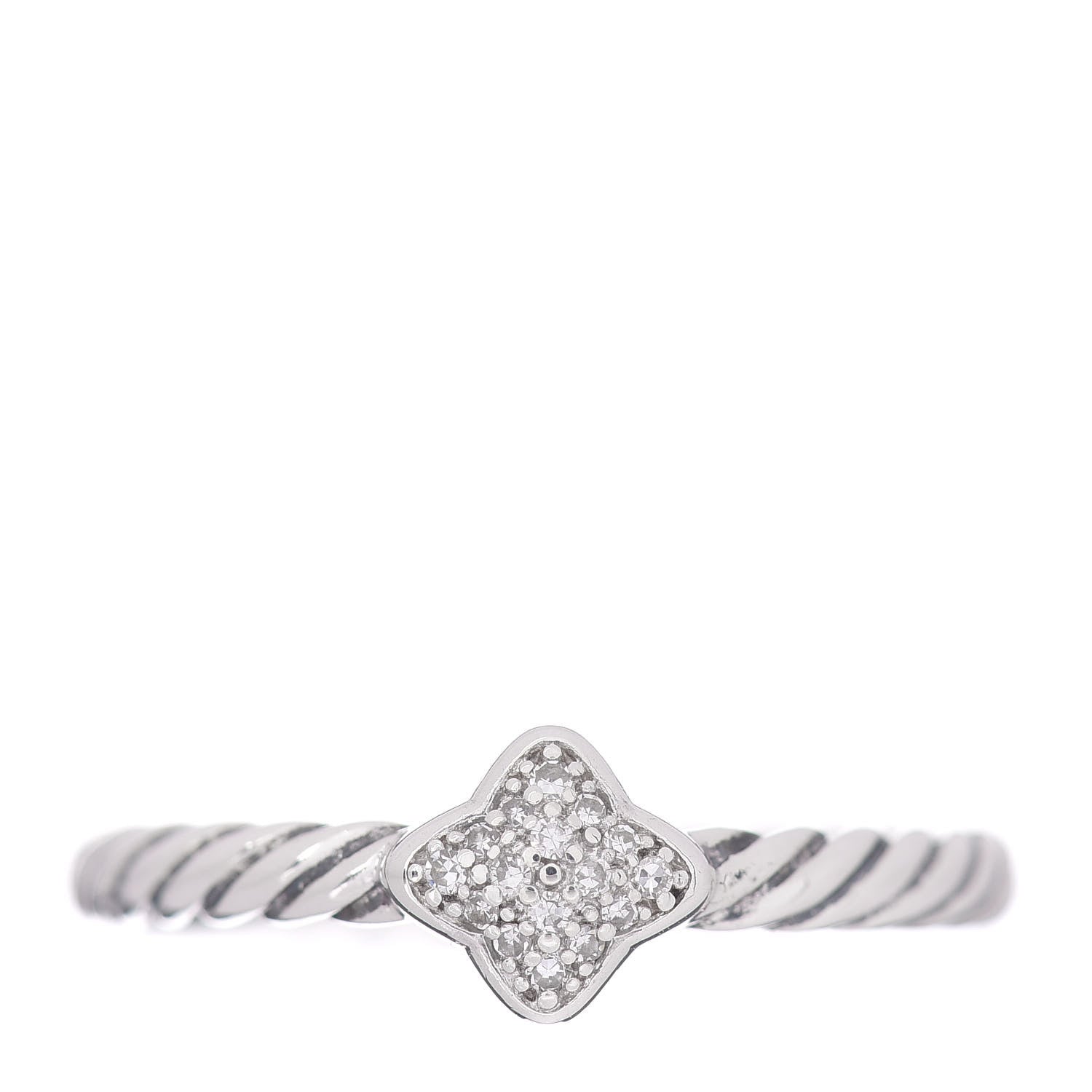 David Yurman Sterling Silver Diamond Quatrefoil Ring 53 6.5 1 of 5