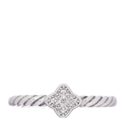 David Yurman Sterling Silver Diamond Quatrefoil Ring 53 6.5 1 of 5