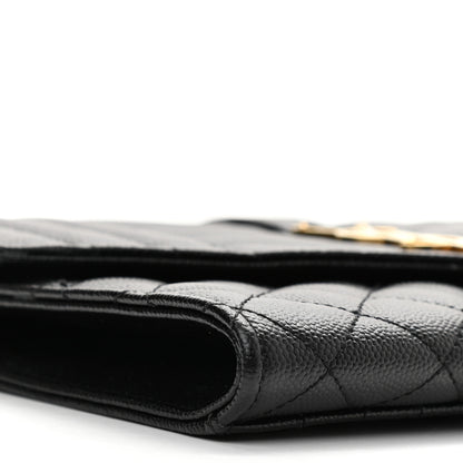 Saint Laurent Grain De Poudre Textured Mixed Matelasse Triquilt Monogram Clutch Black 8 of 10