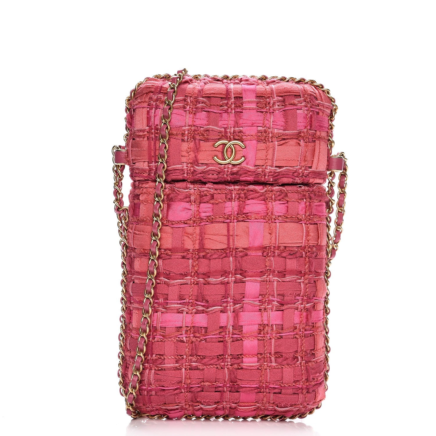 Chanel Tweed Chain Around Phone Holder Pink 1 of 8