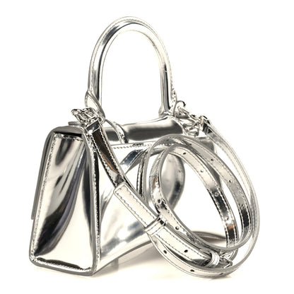 Balenciaga Metallic Calfskin Hourglass Top Handle Bag XS Silver 3 of 11