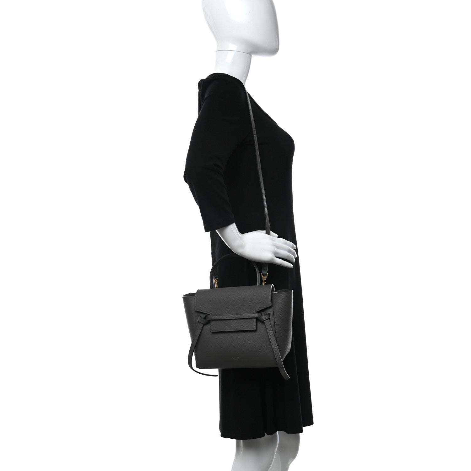 Celine Grained Calfskin Mini Belt Bag Grey 2 of 15