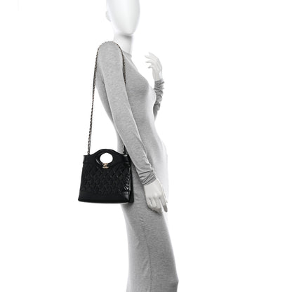 Chanel Shiny Crumpled Calfskin Quilted Mini 31 Shopping Bag Black 2 of 10