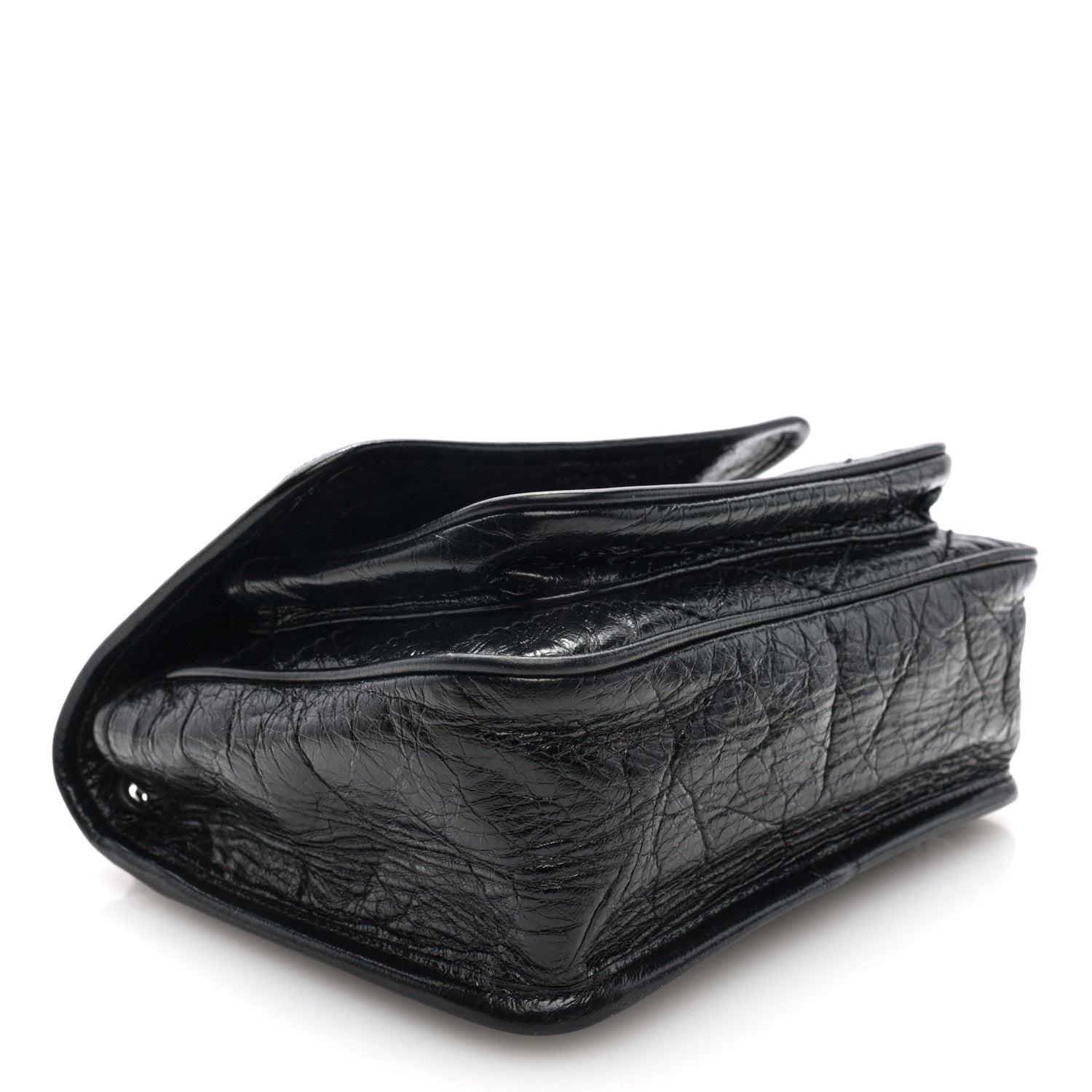 Saint Laurent Crinkled Calfskin Matelasse Monogram Baby Niki Chain Satchel Black 4 of 9