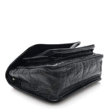 Saint Laurent Crinkled Calfskin Matelasse Monogram Baby Niki Chain Satchel Black 4 of 9
