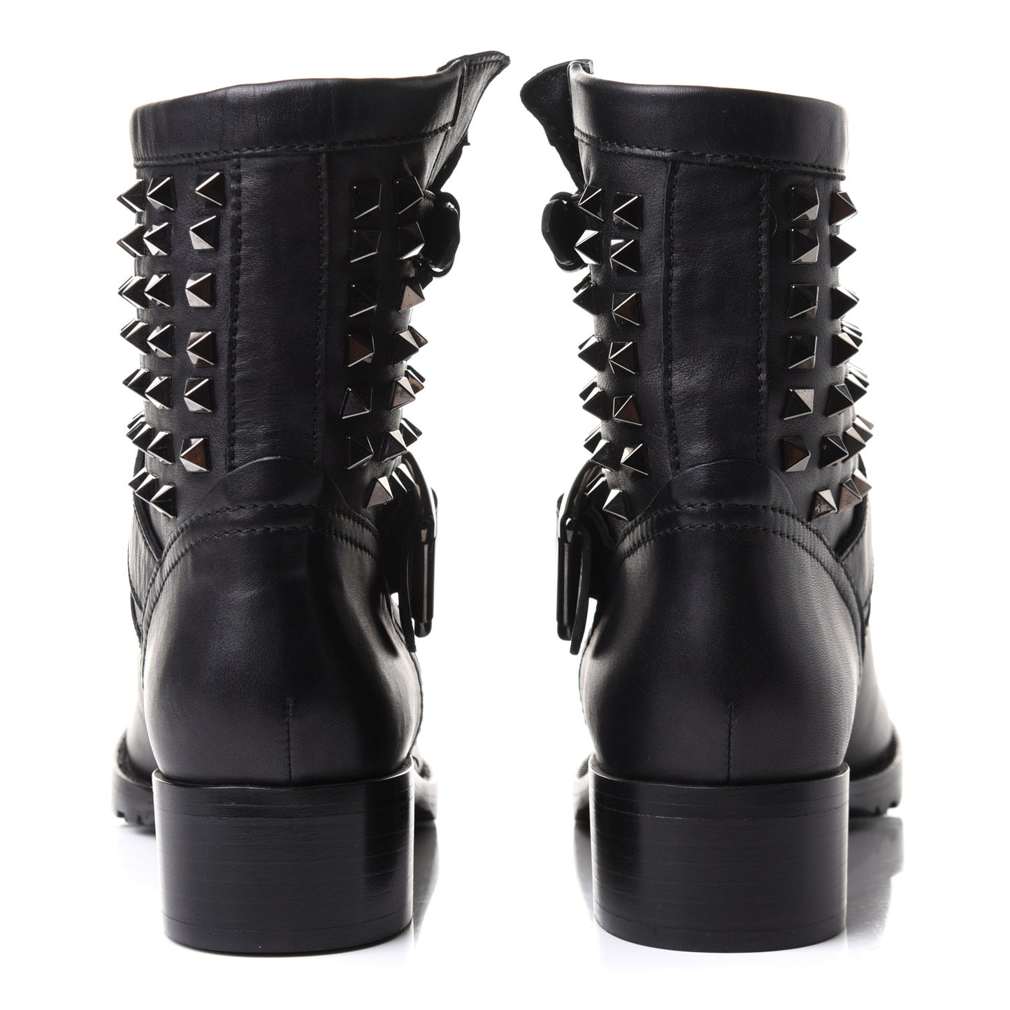 Calfskin Rockstud 30mm Biker Boots 38 Black