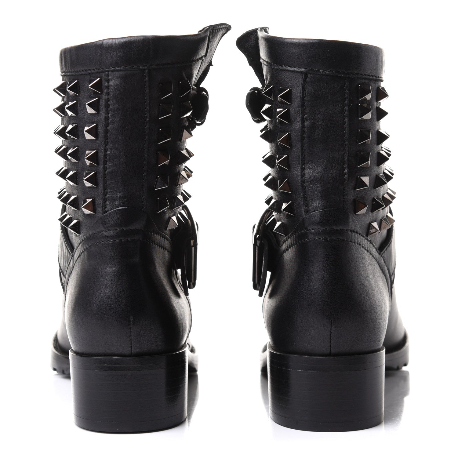 Valentino Garavani Calfskin Rockstud 30mm Biker Boots 38 Black 5 of 14