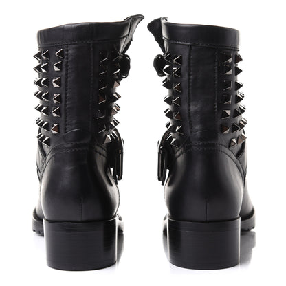 Valentino Garavani Calfskin Rockstud 30mm Biker Boots 38 Black 5 of 14