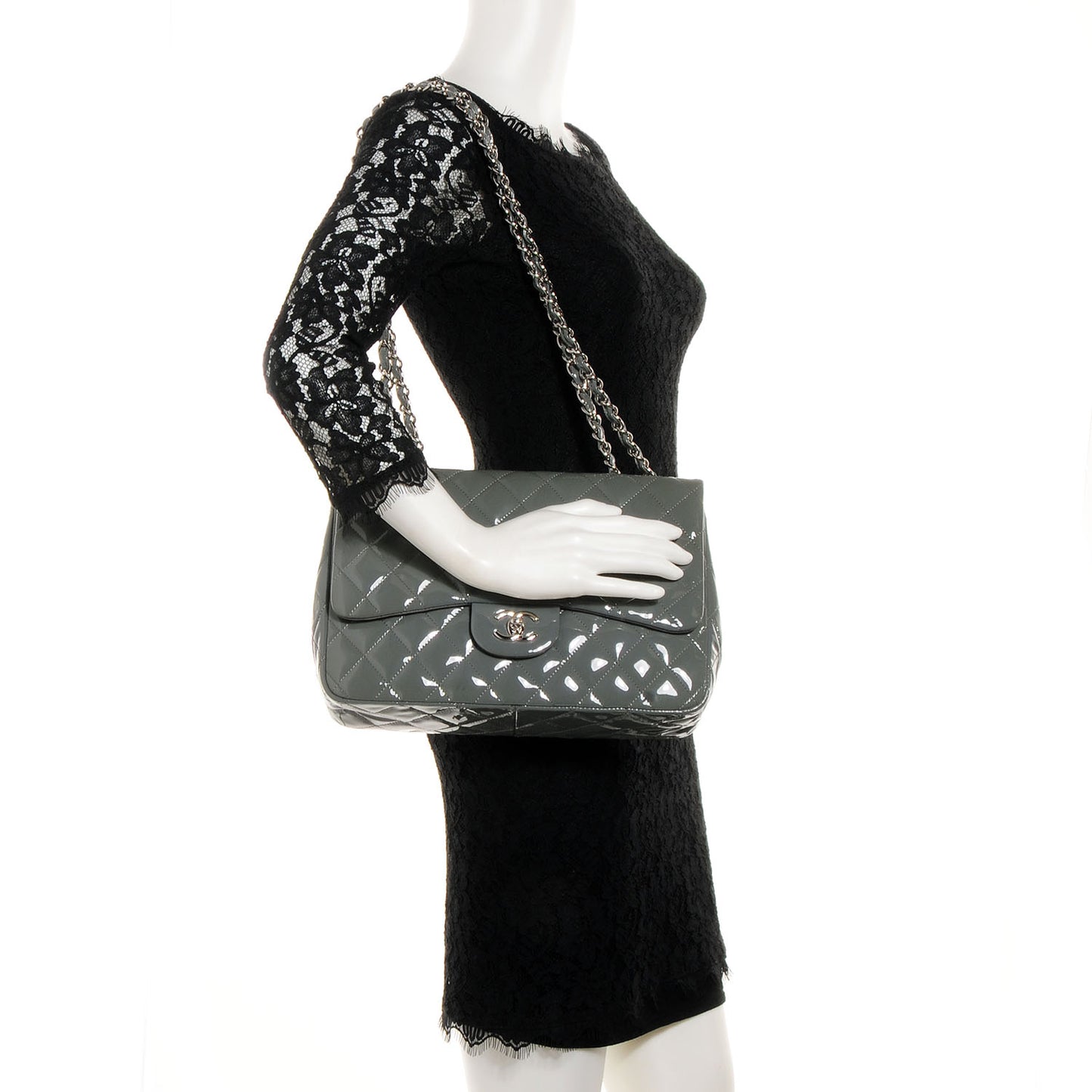 Patent Jumbo Single Flap Grey