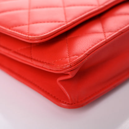 Chanel Lambskin Quilted Wallet On Chain WOC Red 9 of 21