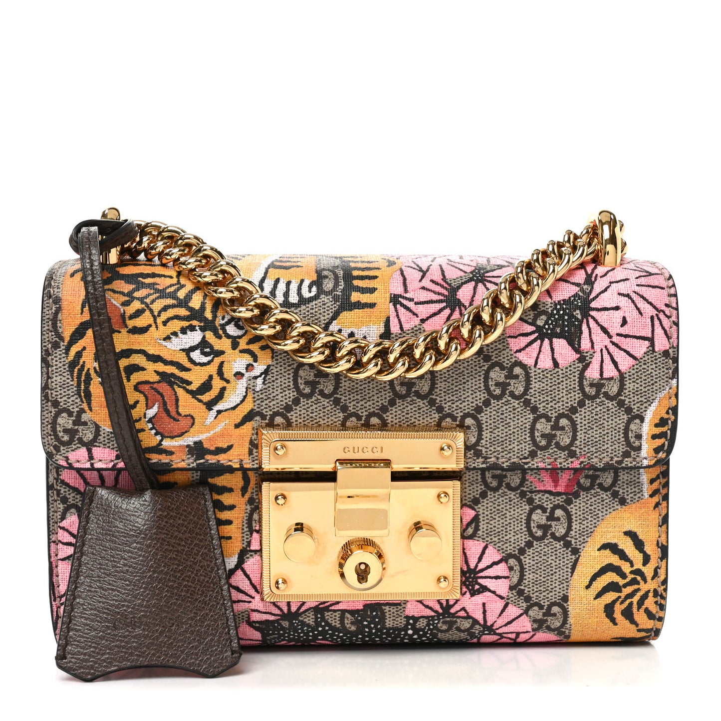 GG Supreme Monogram Bengal Small Padlock Shoulder Bag Beige Pink