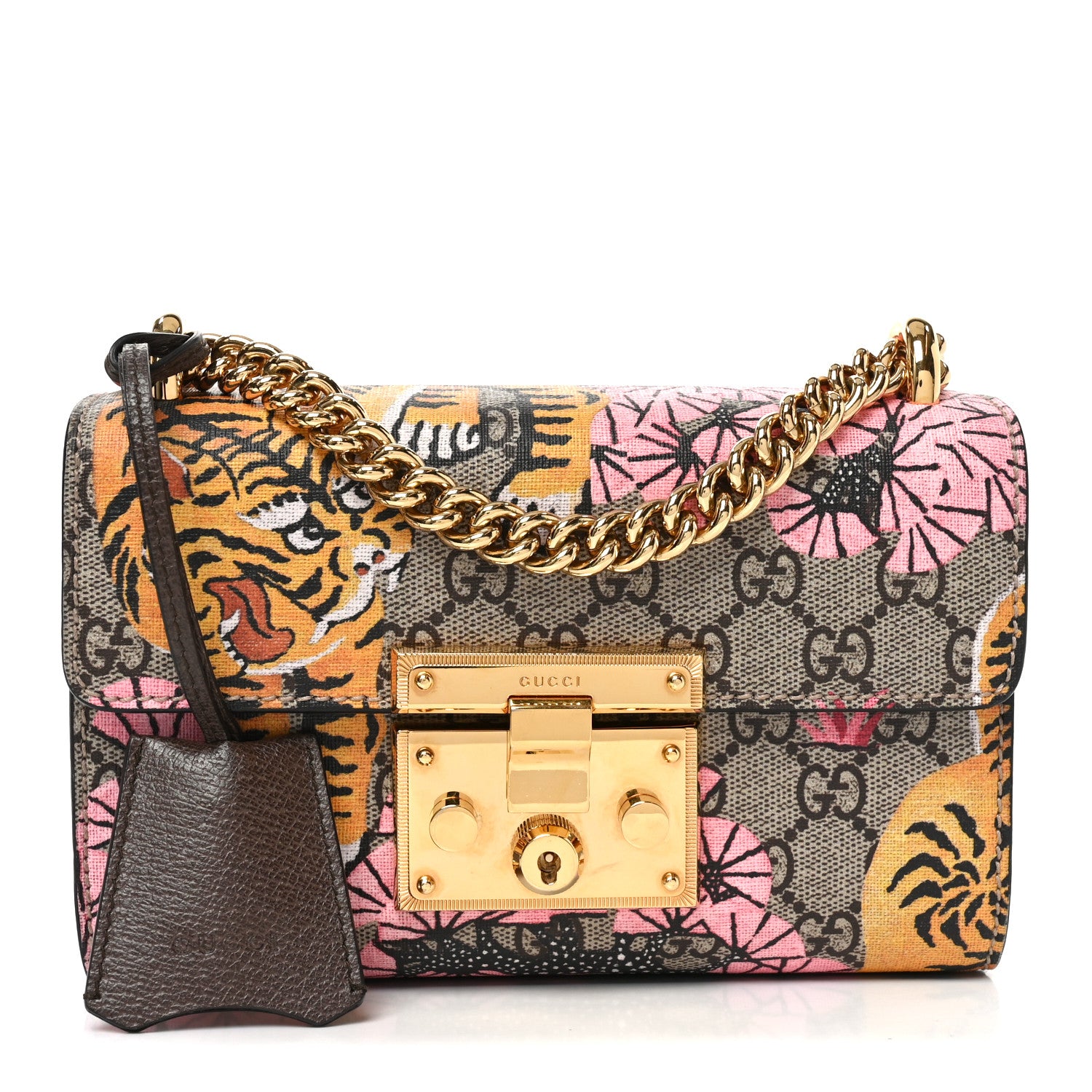 Gucci GG Supreme Monogram Bengal Small Padlock Shoulder Bag Beige Pink 1 of 11