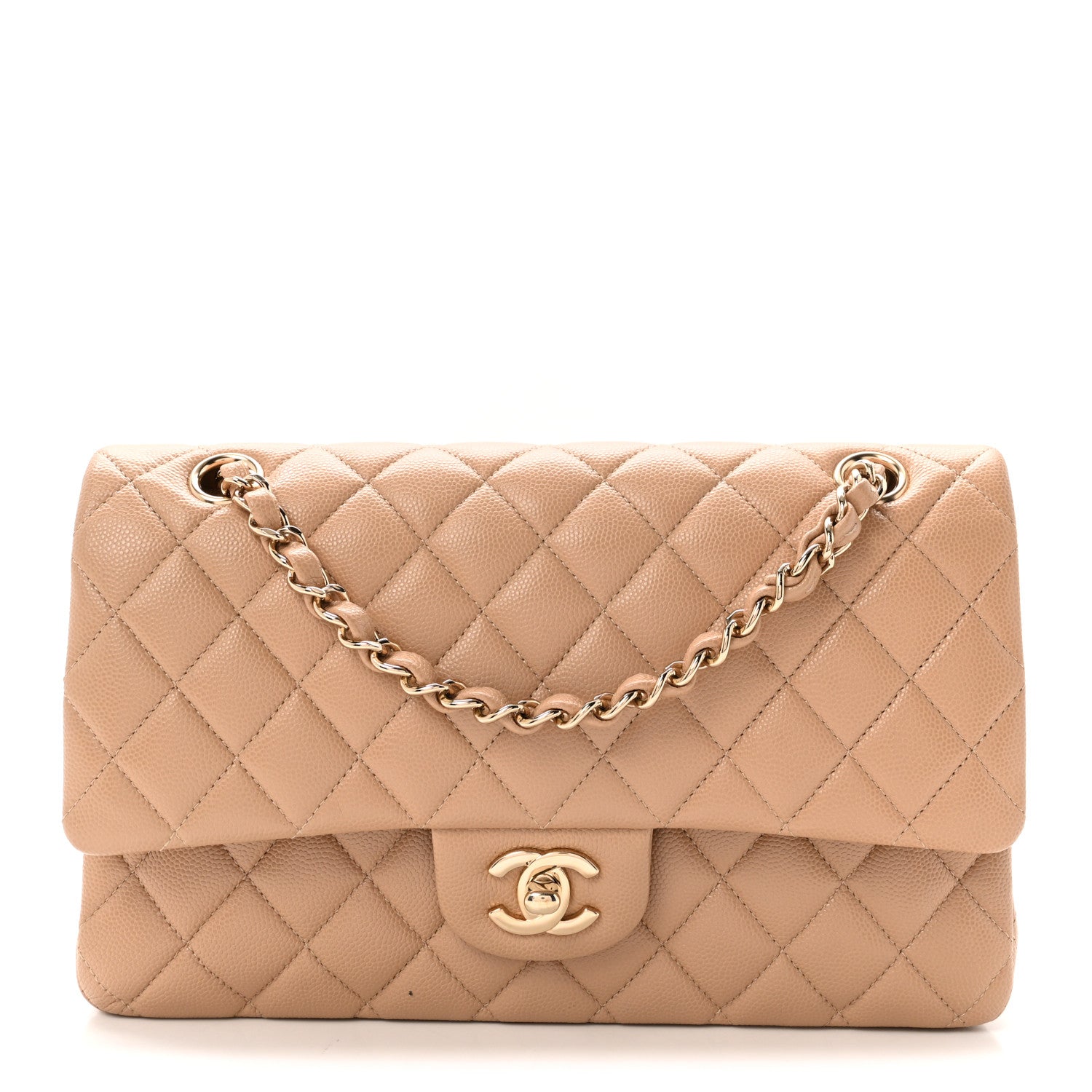 Chanel Caviar Quilted Medium Double Flap Dark Beige 1 of 11
