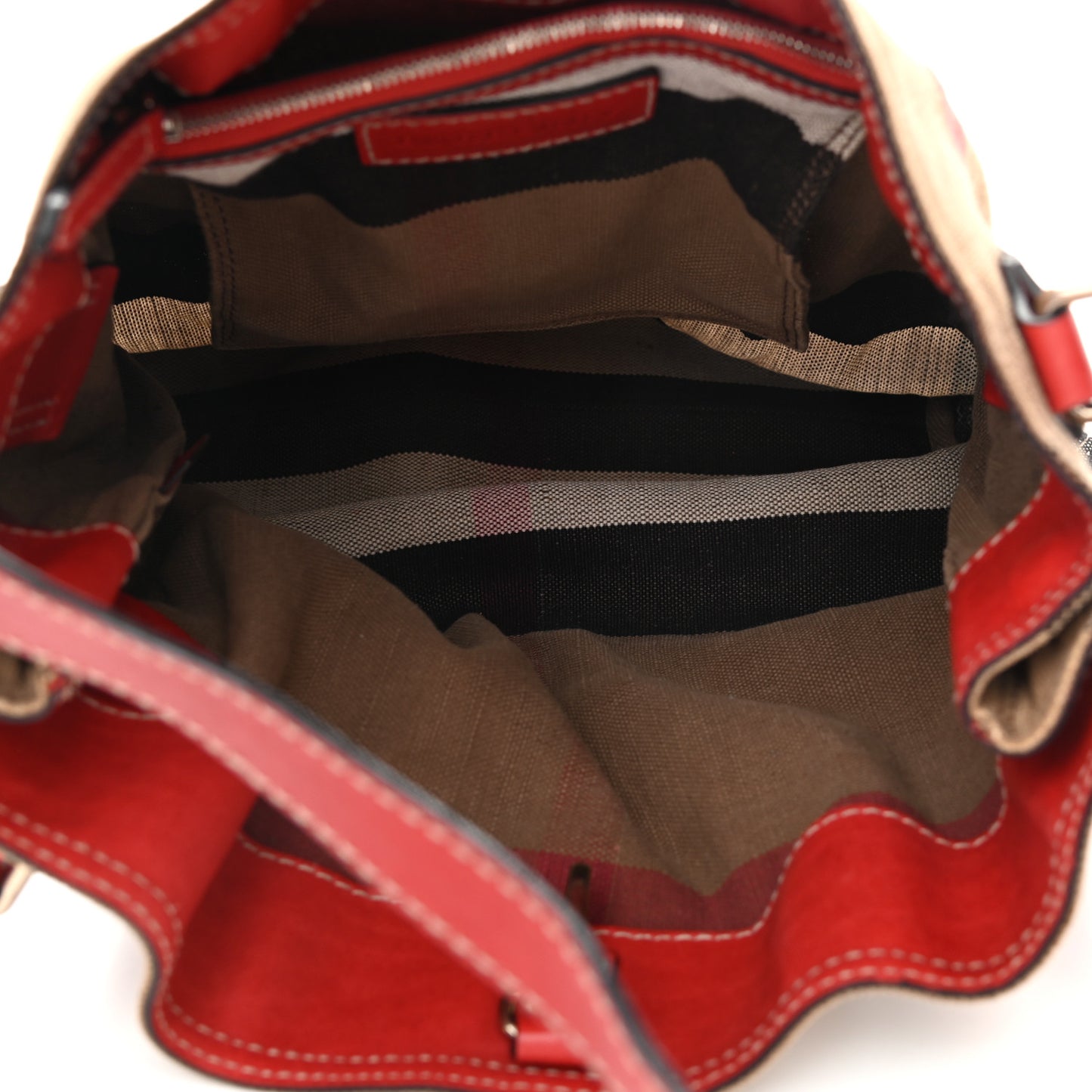 Canvas Mega Check Medium Ashby Hobo Saddle Cadmium Red