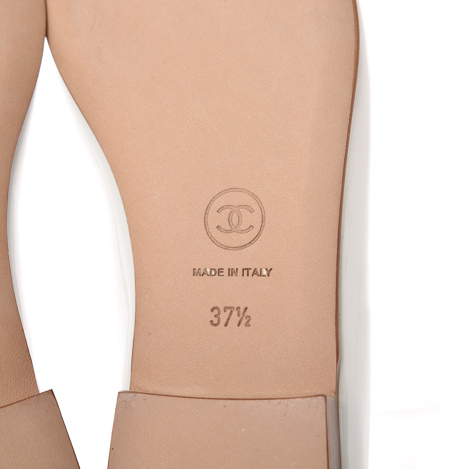Chanel Patent CC Cap Toe Ballerina Flats 37.5 White 6 of 9