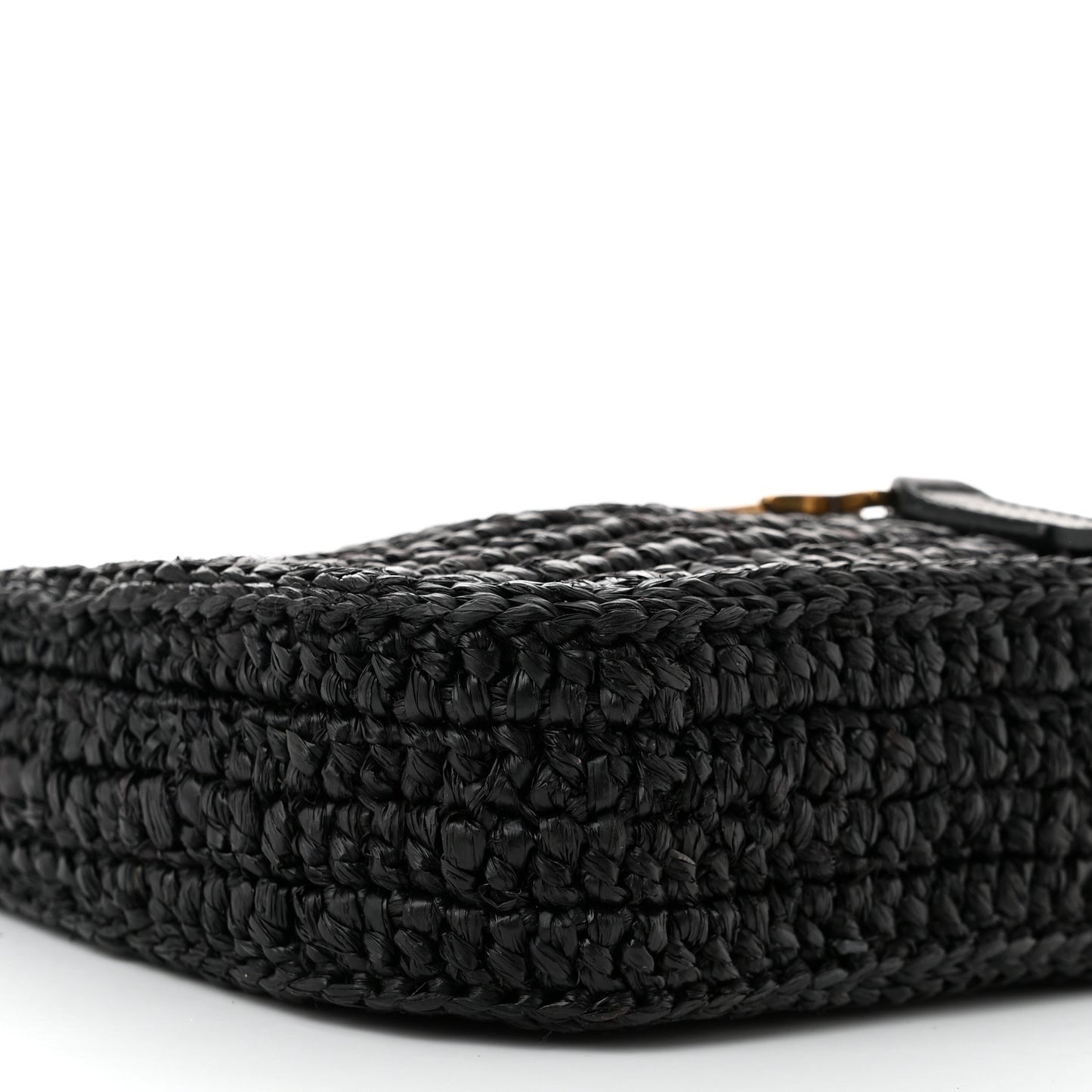 Raffia Calfskin Le 5 A 7 Mini Hobo Black