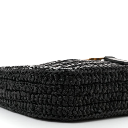 Saint Laurent Raffia Calfskin Le 5 A 7 Mini Hobo Black 10 of 11