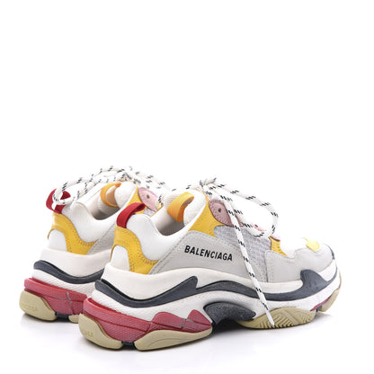 Balenciaga Mesh Nubuck Womens Triple S Sneakers 35 White Gris Jaune Rose 4 of 9