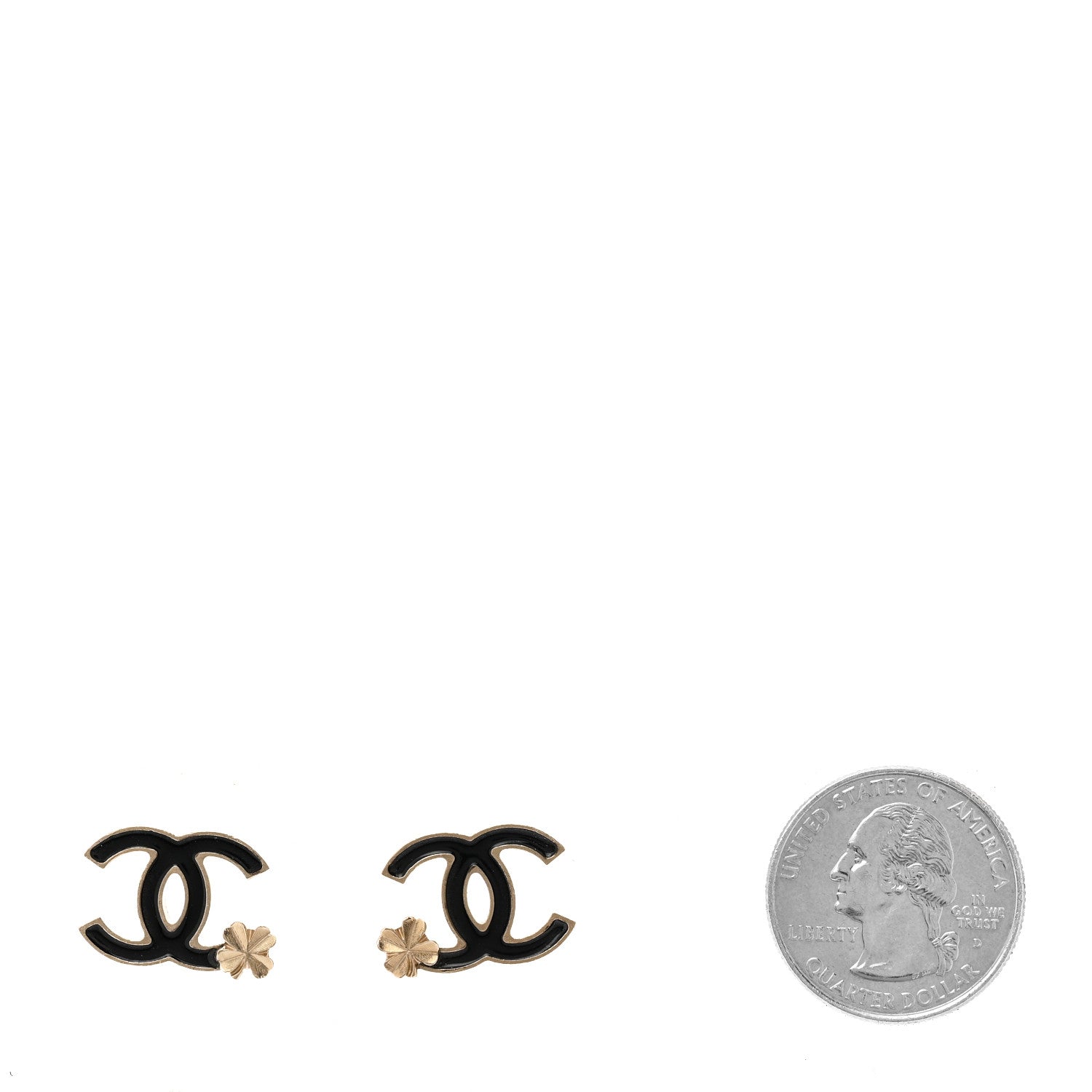 Chanel Enamel CC Clover Earrings Black Gold 2 of 4