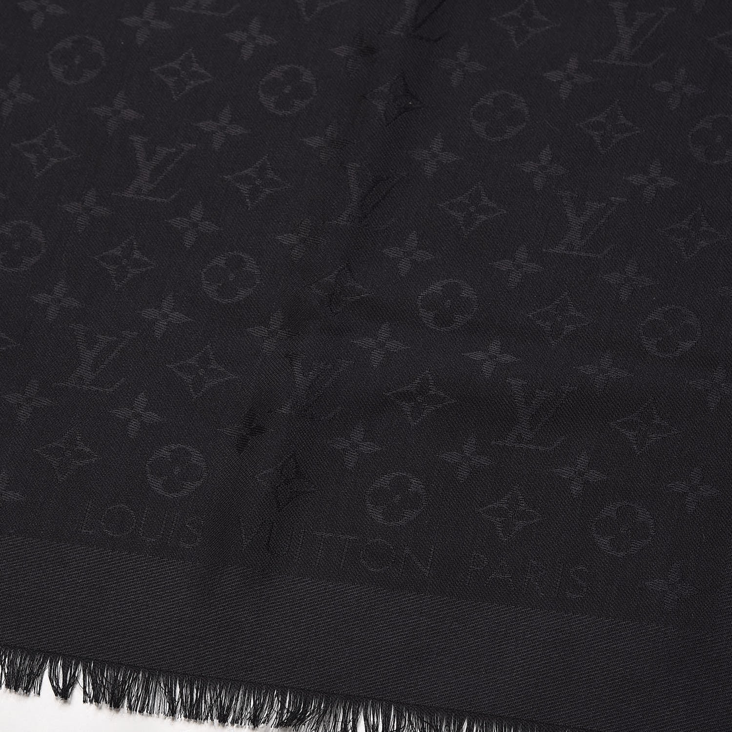 Louis Vuitton Silk Wool Monogram Shawl Black 3 of 4