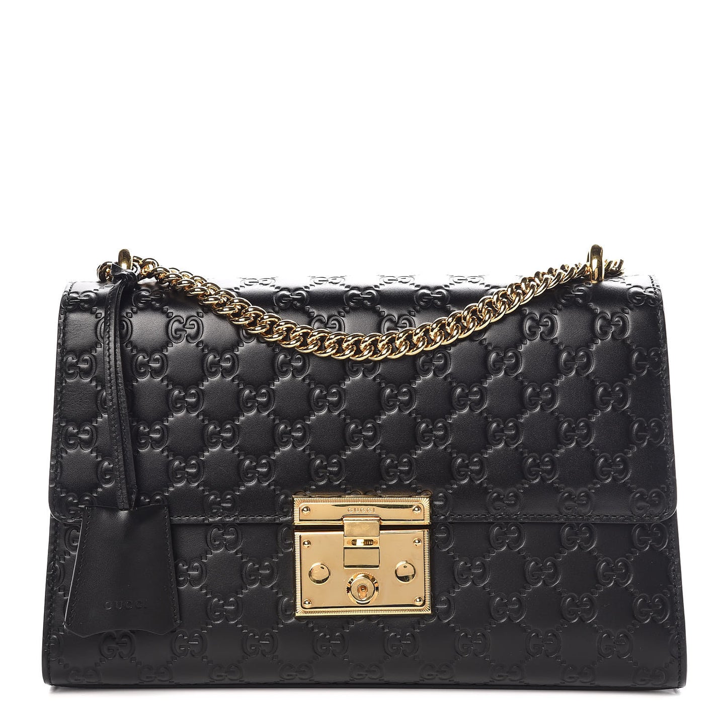 Guccissima Medium Padlock Shoulder Bag Black