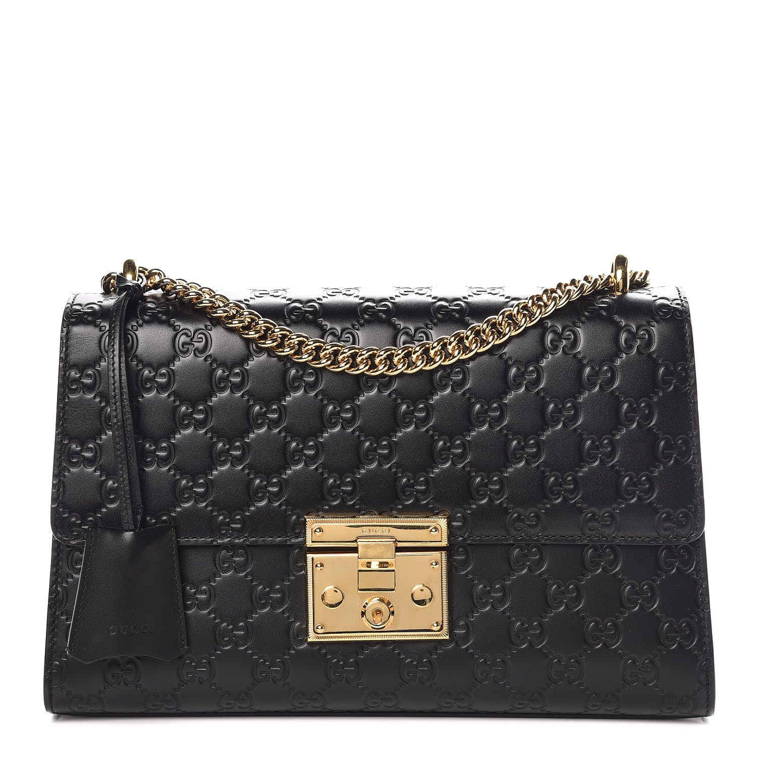 Gucci Guccissima Medium Padlock Shoulder Bag Black 1 of 9