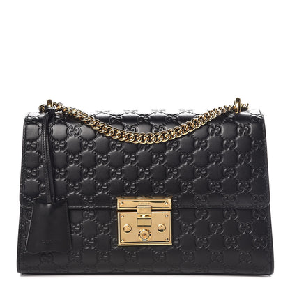 Gucci Guccissima Medium Padlock Shoulder Bag Black 1 of 9