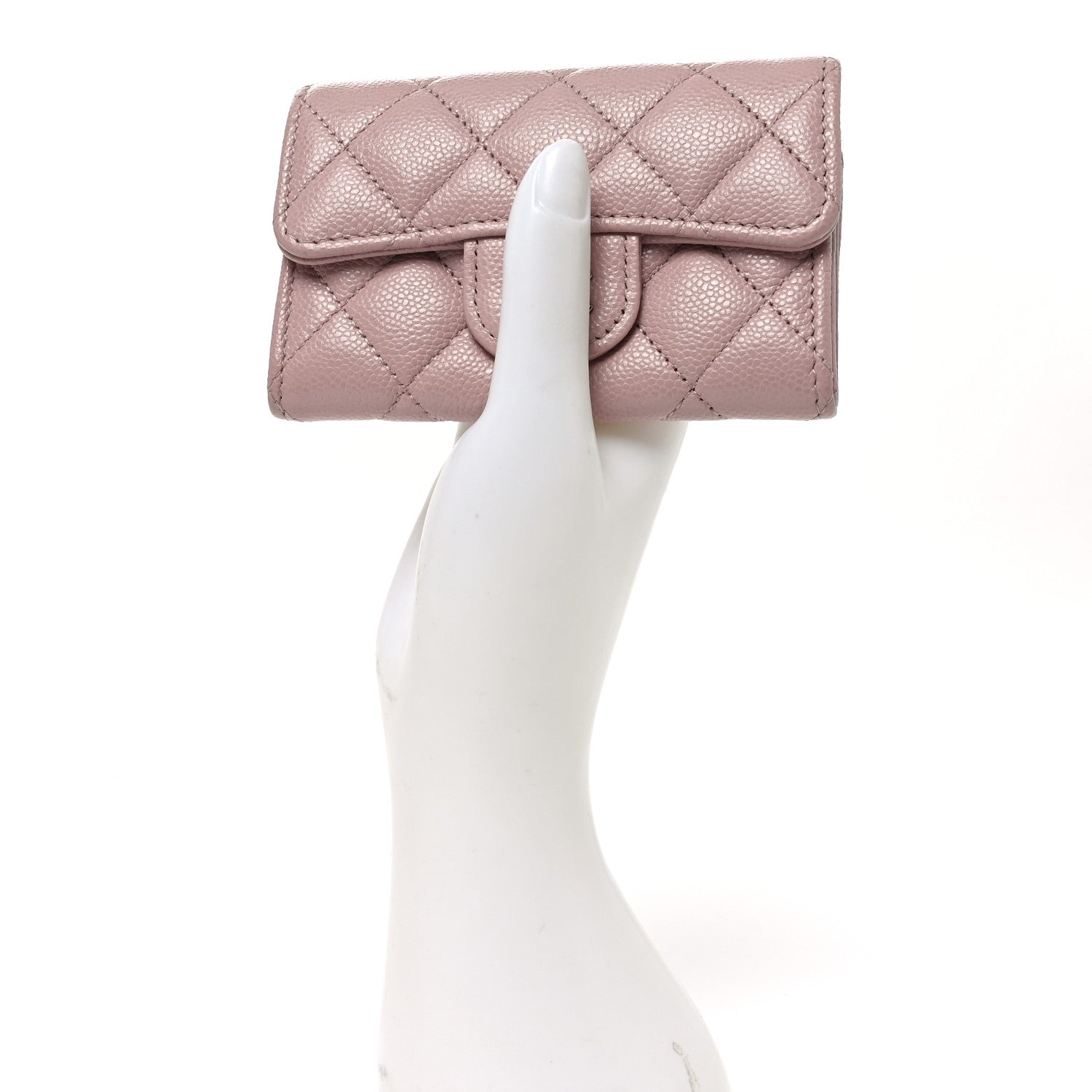Chanel Caviar Quilted Flap Card Holder Wallet Light Pink 2 of 8
