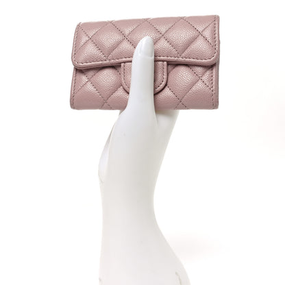 Chanel Caviar Quilted Flap Card Holder Wallet Light Pink 2 of 8