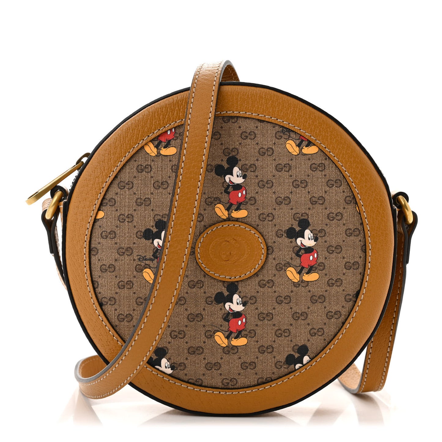 X DISNEY Mini Vintage GG Supreme Monogram Mickey Mouse Round Shoulder Bag Beige Vintage Sun Oil