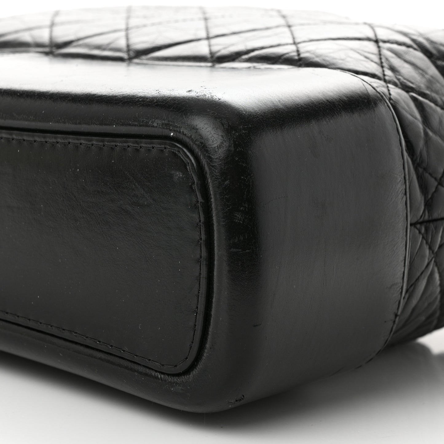 Aged Calfskin Quilted Large Gabrielle Hobo Black