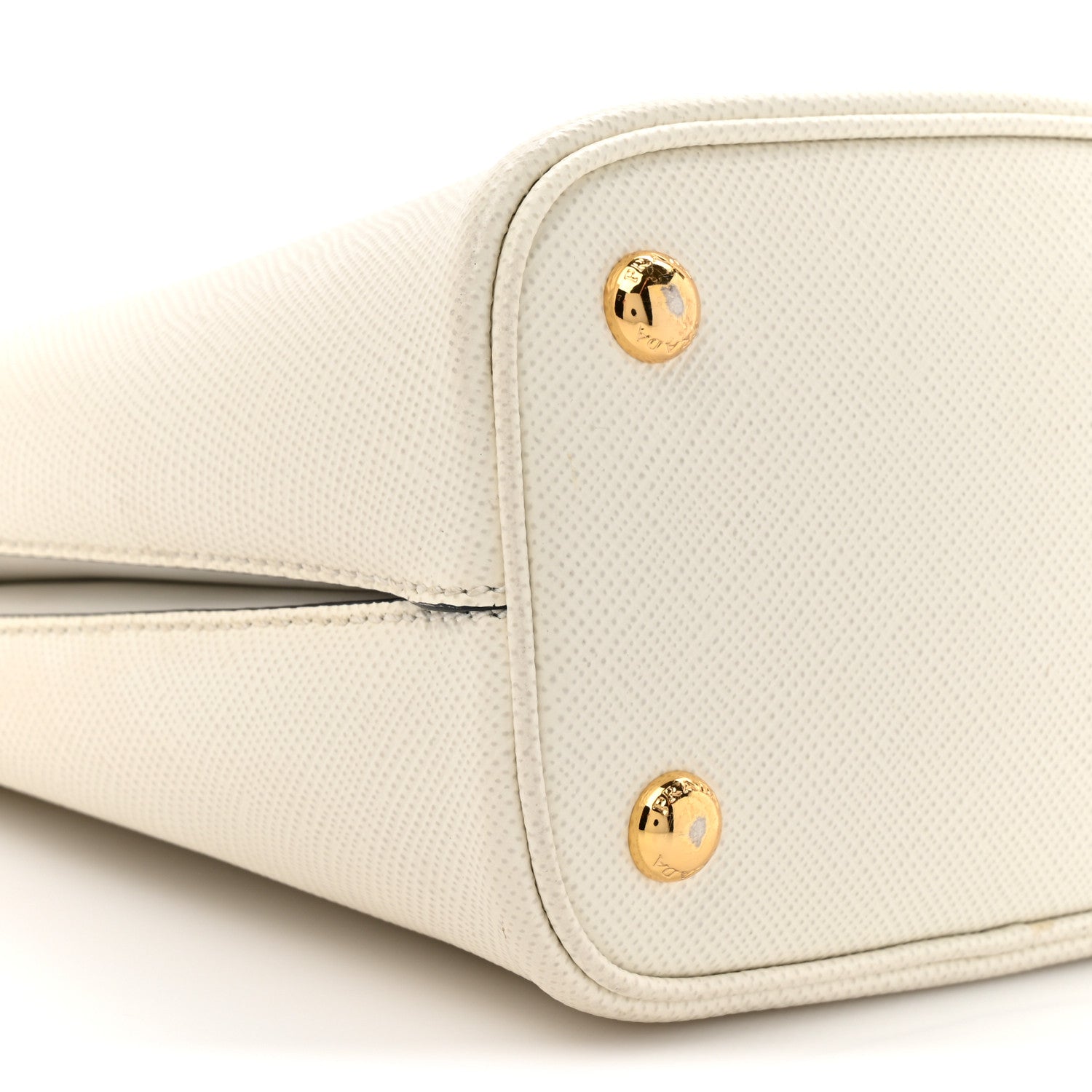 Prada Saffiano Cuir Calfskin Small Panier Bucket Bag White Black 10 of 13