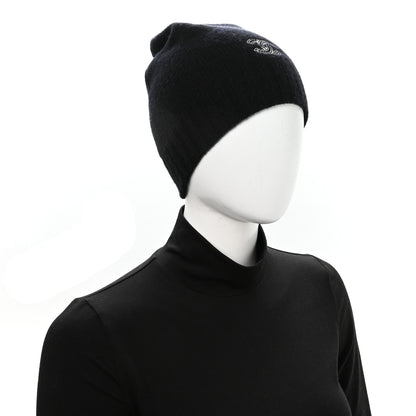 Chanel Cashmere CC Beanie Hat Black 2 of 6